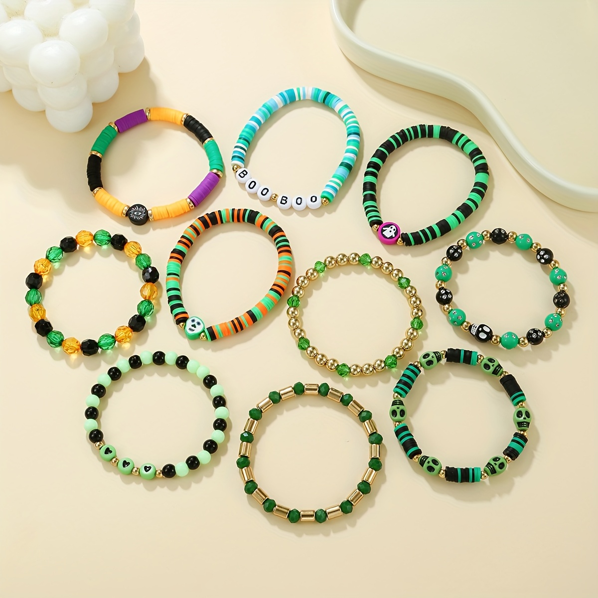Halloween Pumpkin Bracelet Set - Acrylic Cartoon Hand Accessory